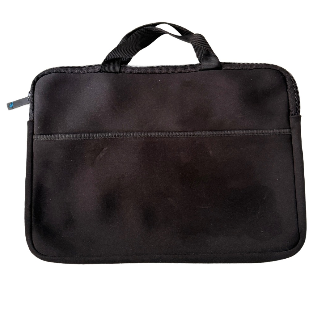Black Neoprene Laptop Sleeve Case Bag with Handles and Zipper‎